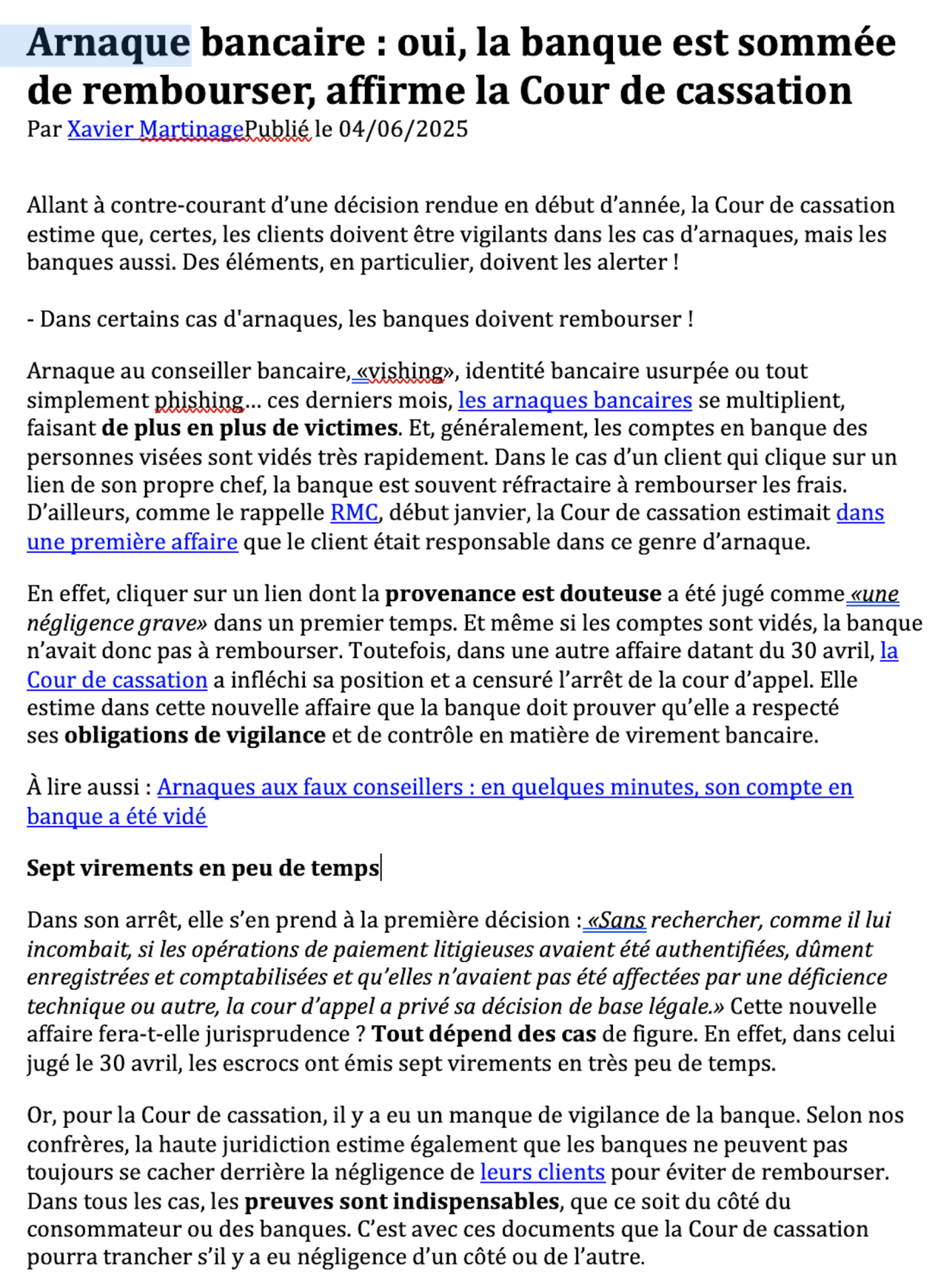 Arnaques bancaires