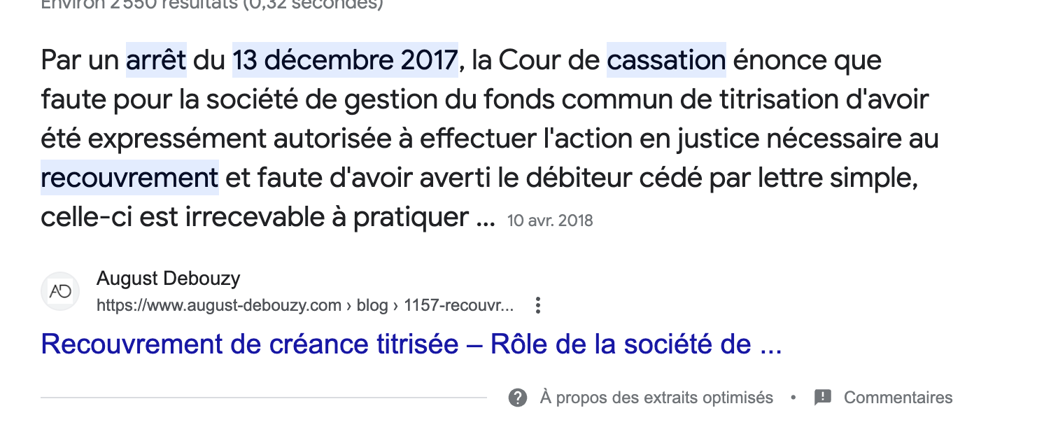 Cassation titrisation