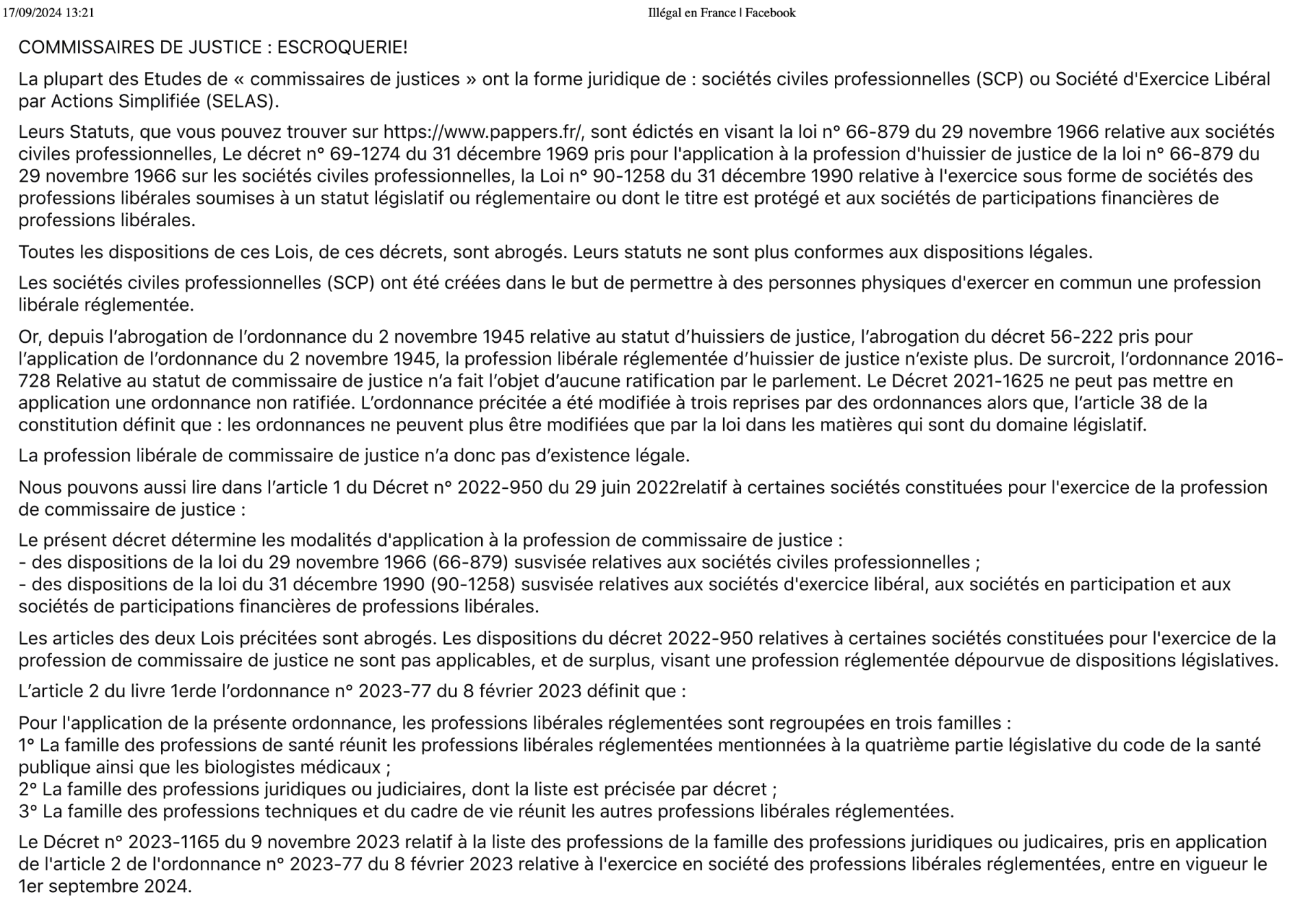 Commissaire de justice escrocquerie