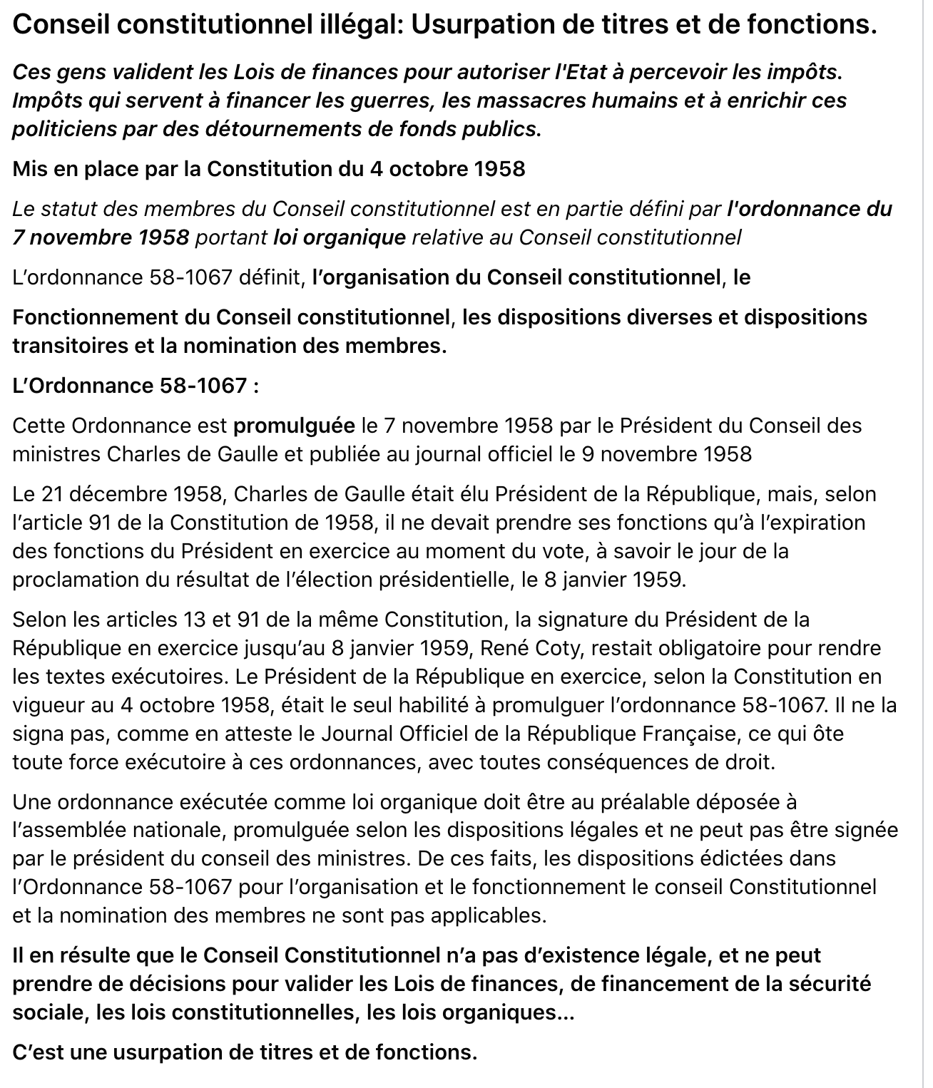 Conseil constitutionnel illegal