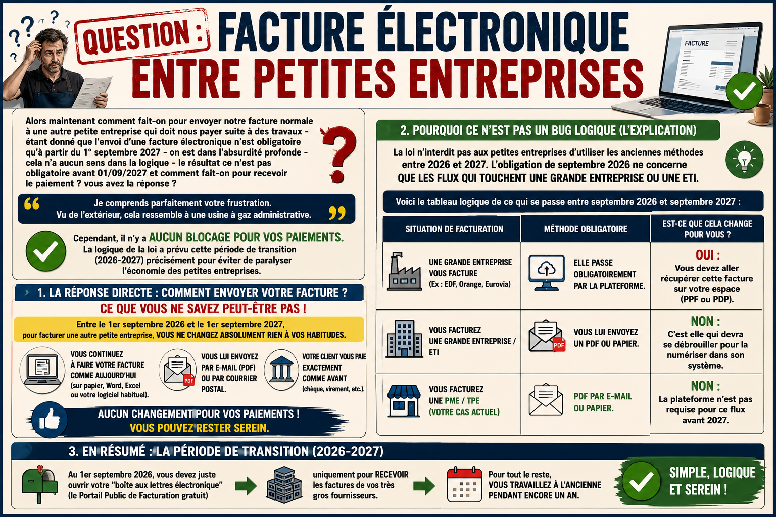 Facturation entre petites entreprises 2026 2027